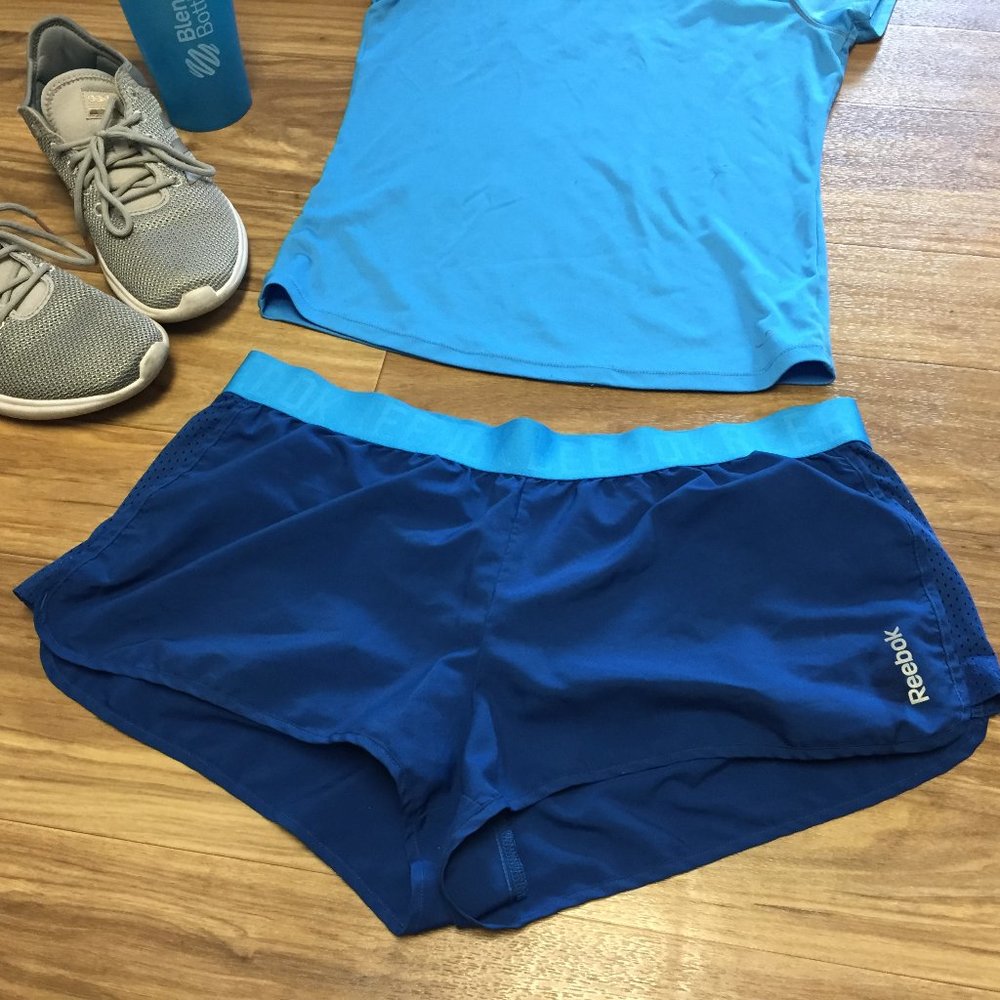 REEBOK Blue PlayDry Athletic Running Shorts Medium